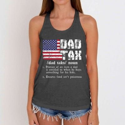 Vintage Dad Tax Definition Funny Fathers Day America Flag Women's Knotted Racerback Tank