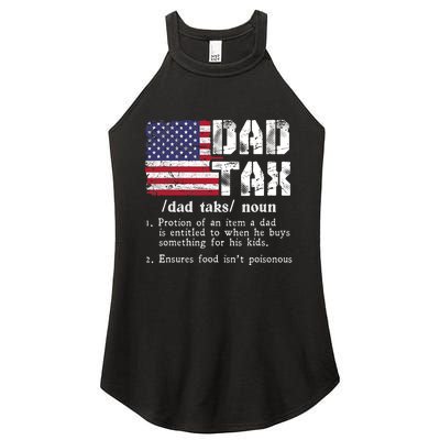 Vintage Dad Tax Definition Funny Fathers Day America Flag Women's Perfect Tri Rocker Tank