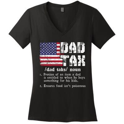 Vintage Dad Tax Definition Funny Fathers Day America Flag Women's V-Neck T-Shirt