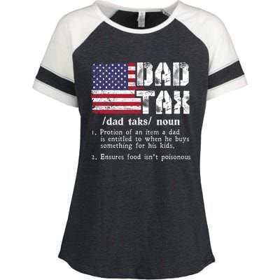 Vintage Dad Tax Definition Funny Fathers Day America Flag Enza Ladies Jersey Colorblock Tee