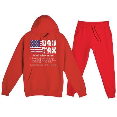 Vintage Dad Tax Definition Funny Fathers Day America Flag Premium Hooded Sweatsuit Set