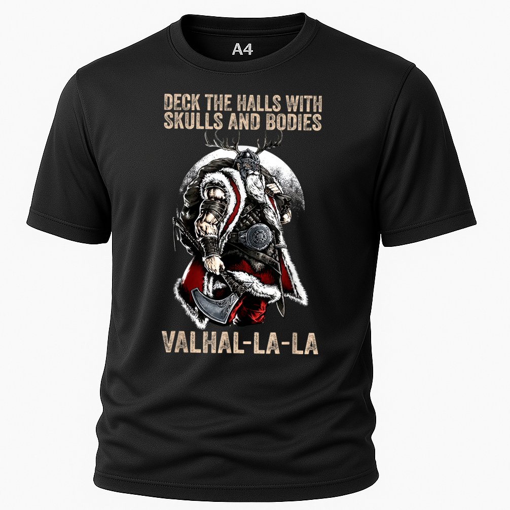 ValhallaLa Deck The Halls With Skulls And Bodies Vintage Cooling Performance Crew T-Shirt
