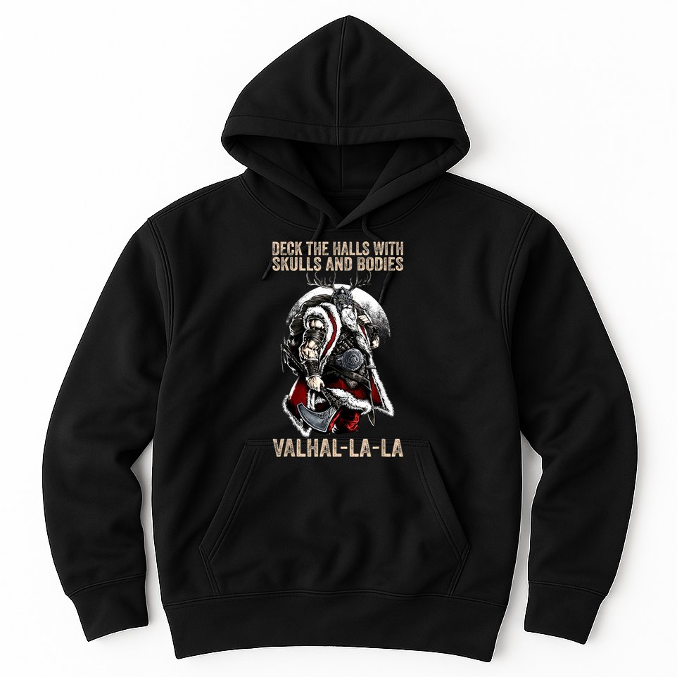 ValhallaLa Deck The Halls With Skulls And Bodies Vintage Hoodie