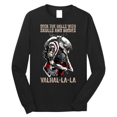 ValhallaLa Deck The Halls With Skulls And Bodies Vintage Long Sleeve Shirt