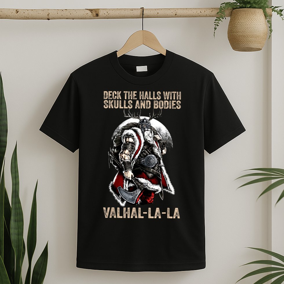 ValhallaLa Deck The Halls With Skulls And Bodies Vintage T-Shirt