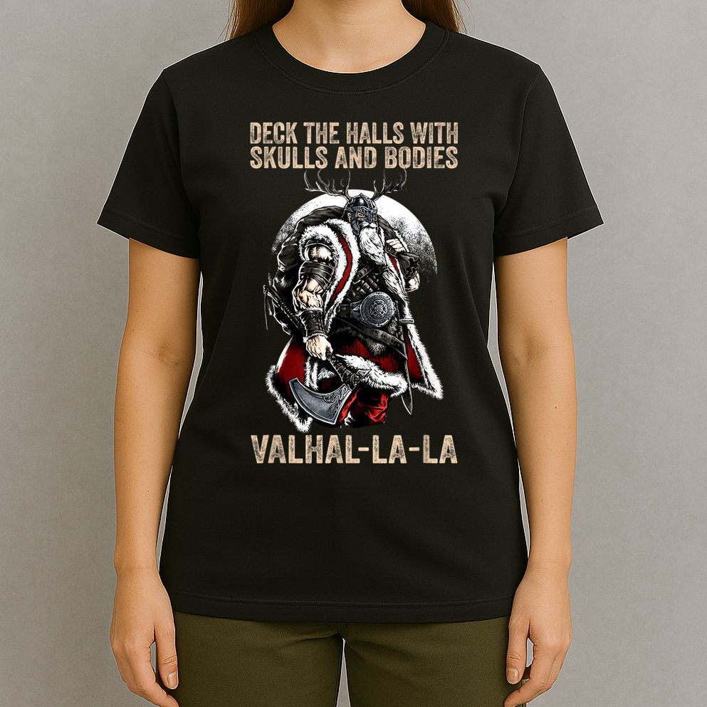 ValhallaLa Deck The Halls With Skulls And Bodies Vintage T-Shirt