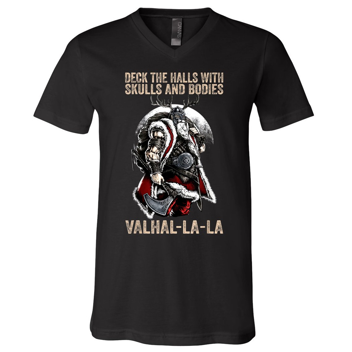 ValhallaLa Deck The Halls With Skulls And Bodies Vintage V-Neck T-Shirt