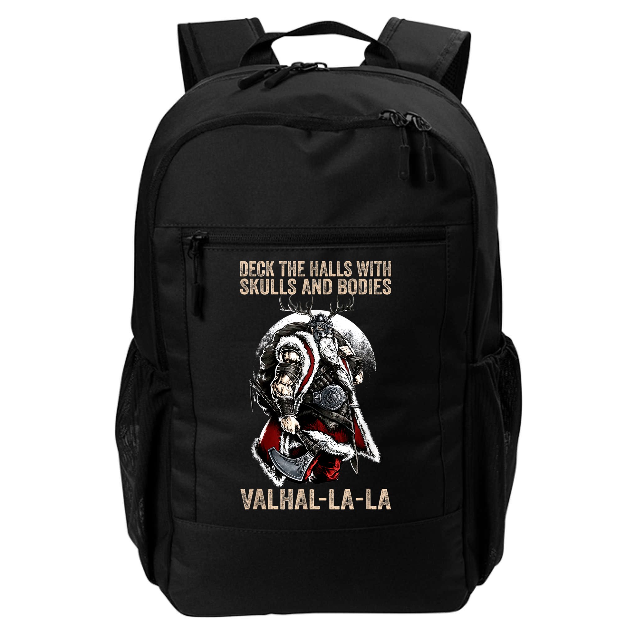 ValhallaLa Deck The Halls With Skulls And Bodies Vintage Backpack