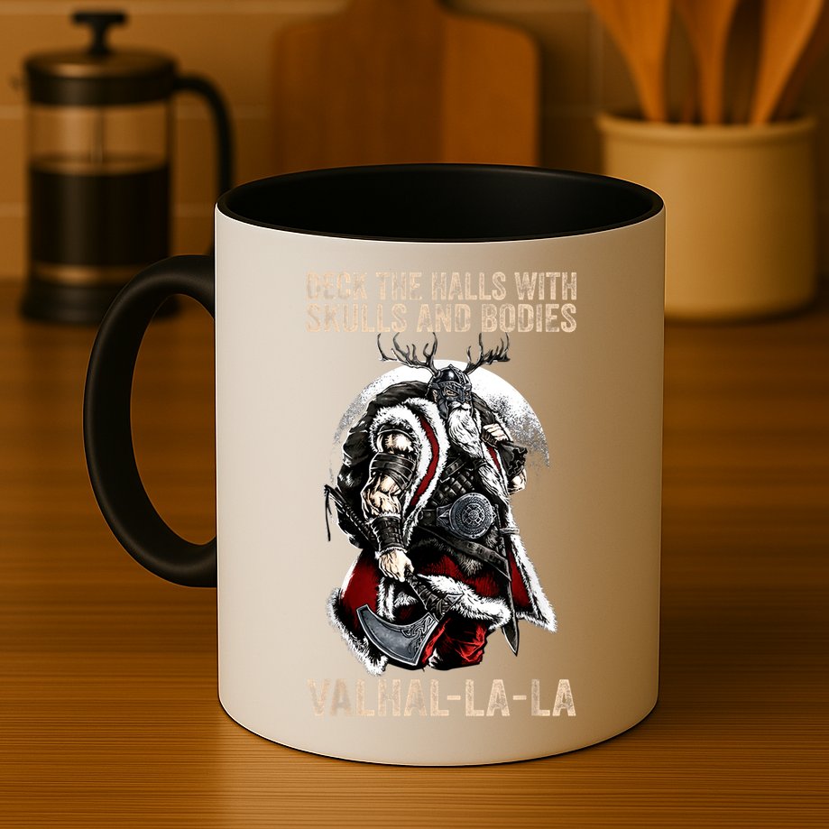 ValhallaLa Deck The Halls With Skulls And Bodies Vintage Mug