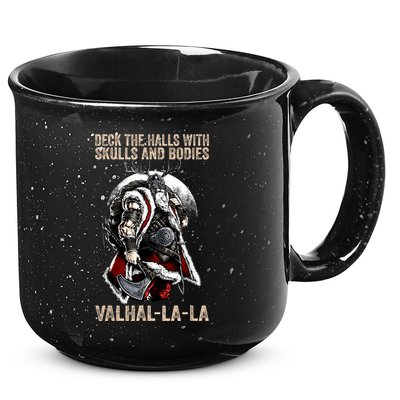 ValhallaLa Deck The Halls With Skulls And Bodies Vintage 15oz Campfire Ceramic Mug