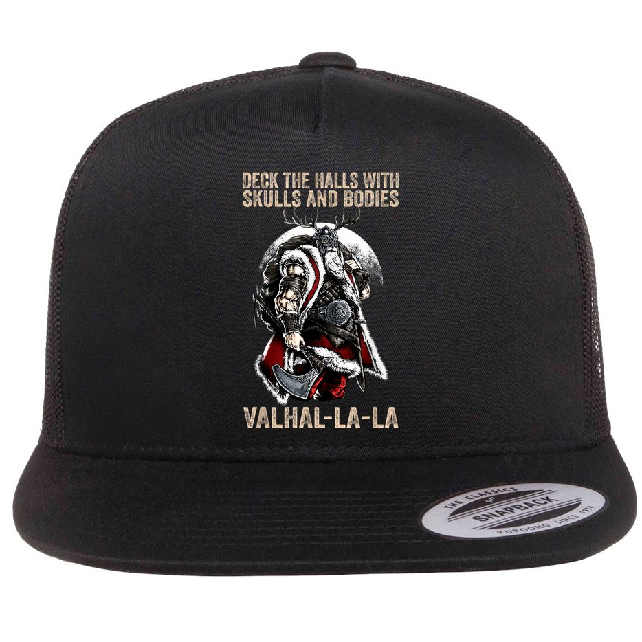 ValhallaLa Deck The Halls With Skulls And Bodies Vintage Flat Bill Trucker Hat