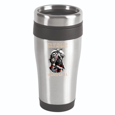 ValhallaLa Deck The Halls With Skulls And Bodies Vintage 16oz Travel Tumbler