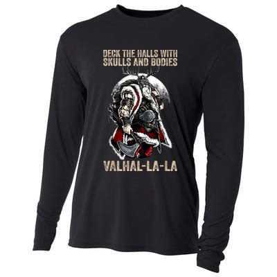 ValhallaLa Deck The Halls With Skulls And Bodies Vintage Cooling Performance Long Sleeve Crew