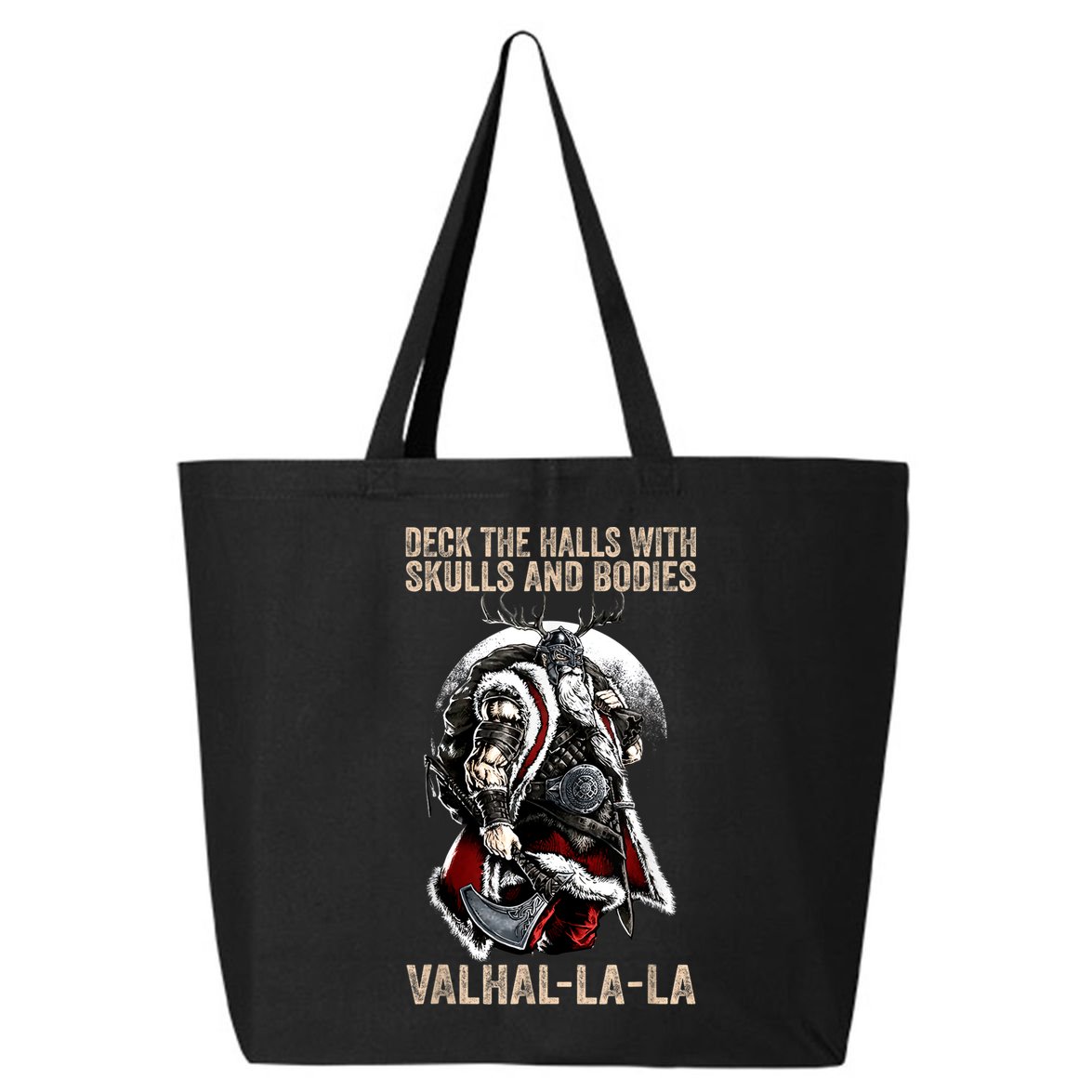 ValhallaLa Deck The Halls With Skulls And Bodies Vintage 25L Jumbo Tote