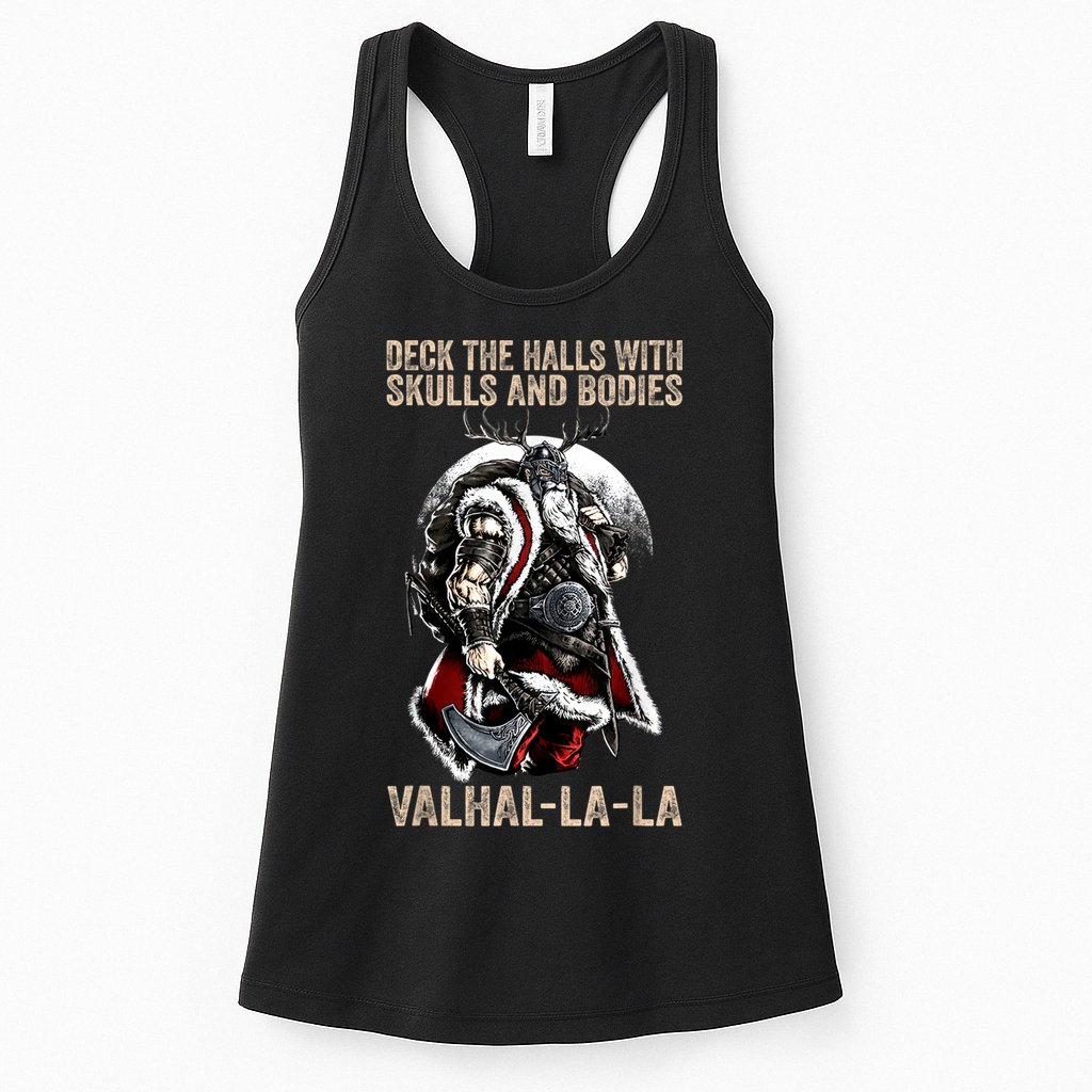 ValhallaLa Deck The Halls With Skulls And Bodies Vintage Womens Tank Top