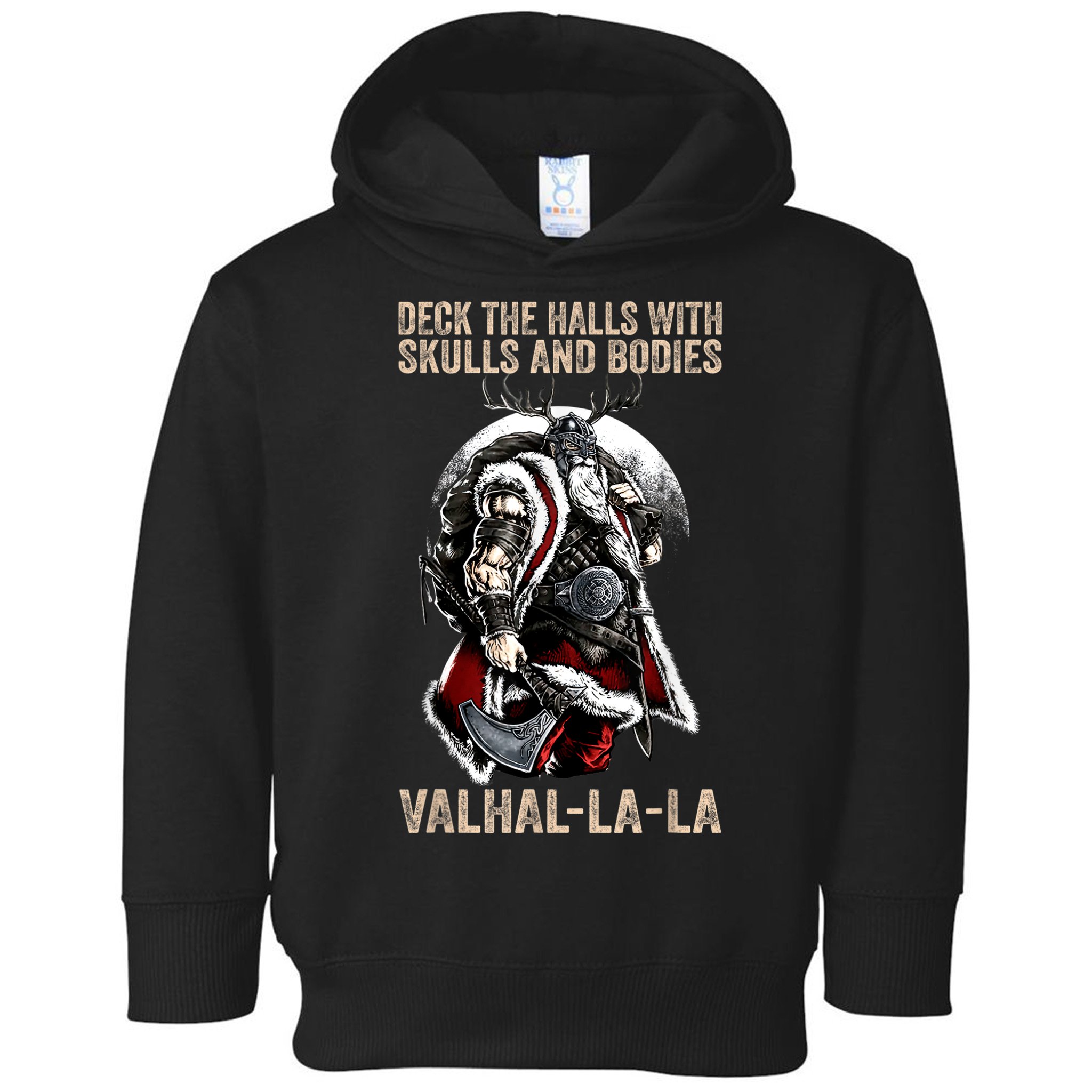 ValhallaLa Deck The Halls With Skulls And Bodies Vintage Toddler Hoodie