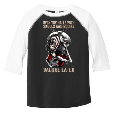 ValhallaLa Deck The Halls With Skulls And Bodies Vintage Toddler Fine Jersey T-Shirt