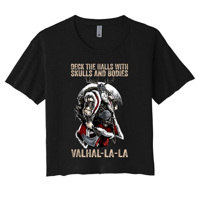ValhallaLa Deck The Halls With Skulls And Bodies Vintage Crop Top