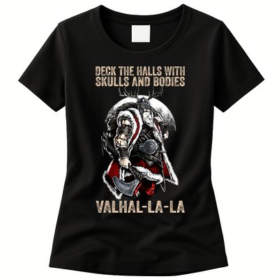 ValhallaLa Deck The Halls With Skulls And Bodies Vintage Womens T-Shirt