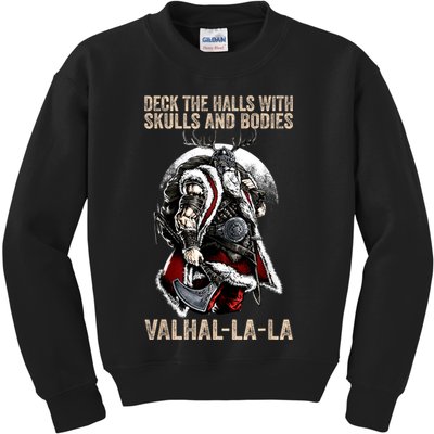 ValhallaLa Deck The Halls With Skulls And Bodies Vintage Kids Sweatshirt