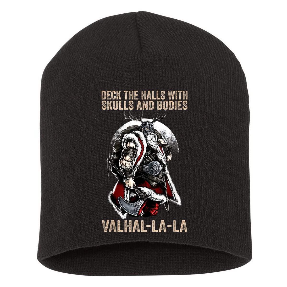 ValhallaLa Deck The Halls With Skulls And Bodies Vintage Short Acrylic Beanie