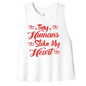 Valentines Day Teacher's Day Cute Preschool Eletary Heart Gift Women's Racerback Cropped Tank