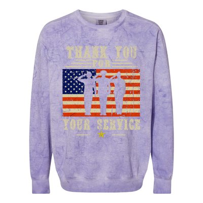 Veterans Day Thank You For Your Service Colorblast Crewneck Sweatshirt