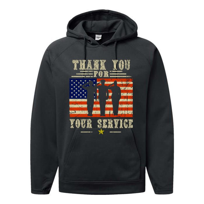 Veterans Day Thank You For Your Service Performance Fleece Hoodie