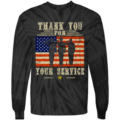 Veterans Day Thank You For Your Service Tie-Dye Long Sleeve Shirt