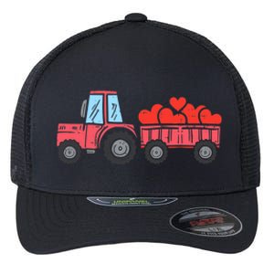 Valentines Day Tractor Truck Hearts Farm Flexfit Unipanel Trucker Cap