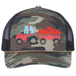 Valentines Day Tractor Truck Hearts Farm Retro Rope Trucker Hat Cap