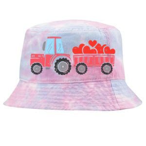 Valentines Day Tractor Truck Hearts Farm Tie-Dyed Bucket Hat