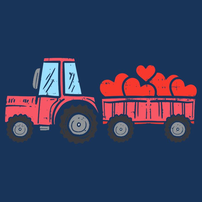 Valentines Day Tractor Truck Hearts Farm Tall T-Shirt