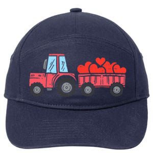 Valentines Day Tractor Truck Hearts Farm 7-Panel Snapback Hat