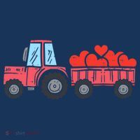 Valentines Day Tractor Truck Hearts Farm Flatbill Hat