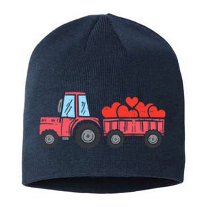 Valentines Day Tractor Truck Hearts Farm Sustainable Beanie