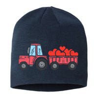 Valentines Day Tractor Truck Hearts Farm Sustainable Beanie