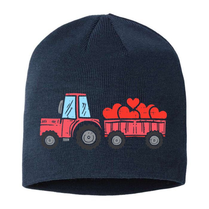 Valentines Day Tractor Truck Hearts Farm Sustainable Beanie