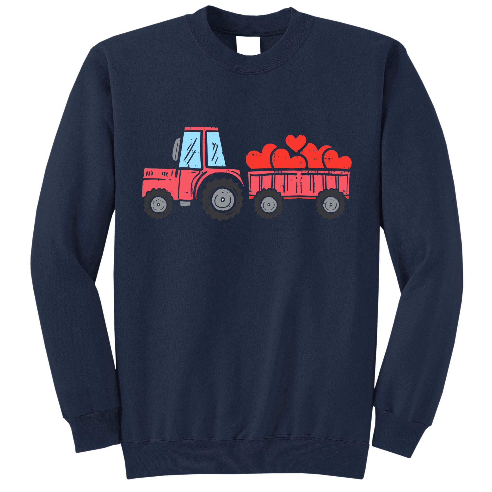 Valentines Day Tractor Truck Hearts Farm Tall Sweatshirt