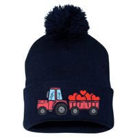 Valentines Day Tractor Truck Hearts Farm Pom Pom 12in Knit Beanie