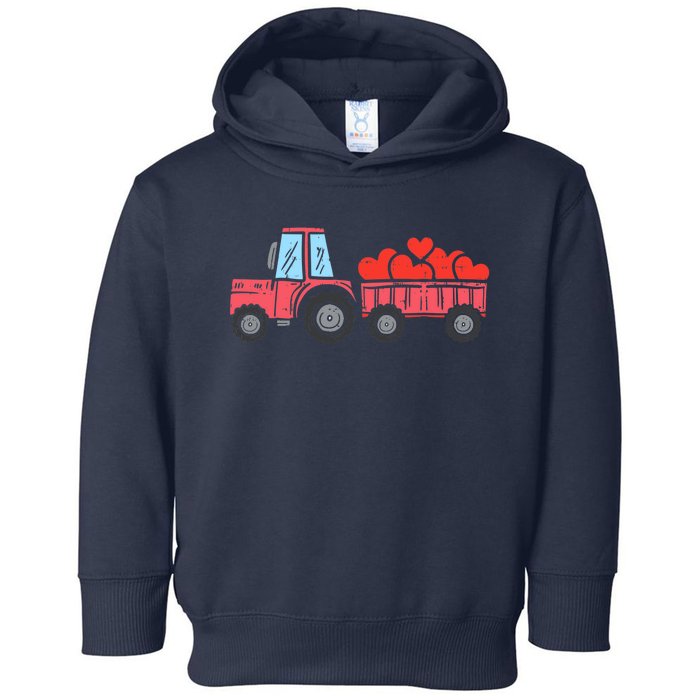 Valentines Day Tractor Truck Hearts Farm Toddler Hoodie