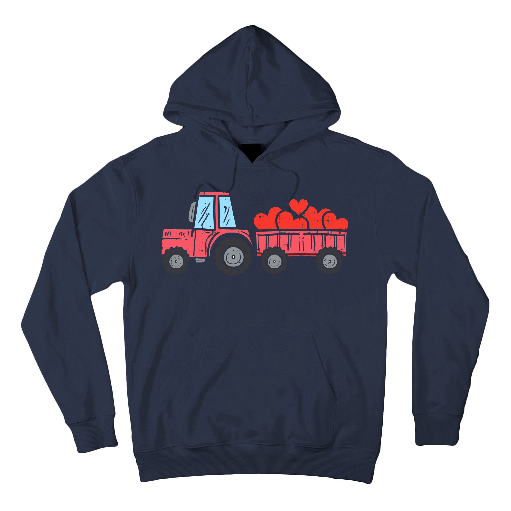 Valentines Day Tractor Truck Hearts Farm Tall Hoodie
