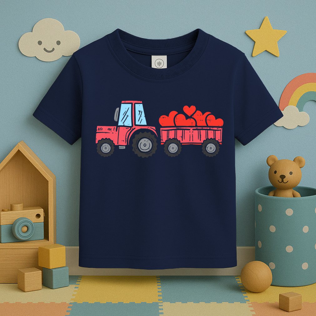 Valentines Day Tractor Truck Hearts Farm Toddler T-Shirt