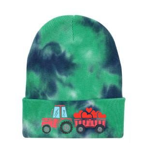 Valentines Day Tractor Truck Hearts Farm Tie Dye 12in Knit Beanie