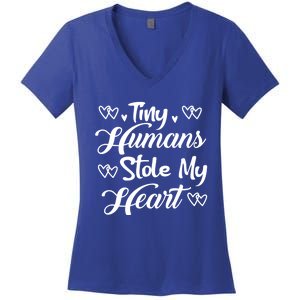 Valentines Day Teacher's Day Cute Preschool Eletary Heart Great Gift Women's V-Neck T-Shirt