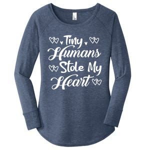 Valentines Day Teacher's Day Cute Preschool Eletary Heart Great Gift Women's Perfect Tri Tunic Long Sleeve Shirt