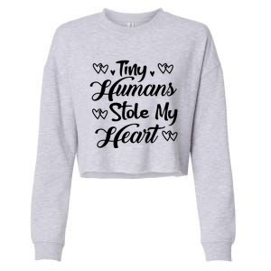 Valentines Day Teacher's Day Cute Preschool Eletary Heart Great Gift Cropped Pullover Crew