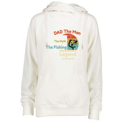 Vintage Dad The Man The Myth The Fishing Legend Father's Day Gift Womens Funnel Neck Pullover Hood