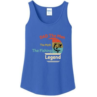 Vintage Dad The Man The Myth The Fishing Legend Father's Day Gift Ladies Essential Tank