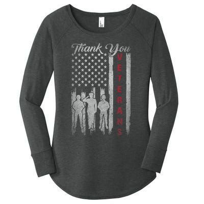 Veterans Day Thank You Veterans Proud Patriotic Usa Flag Women's Perfect Tri Tunic Long Sleeve Shirt